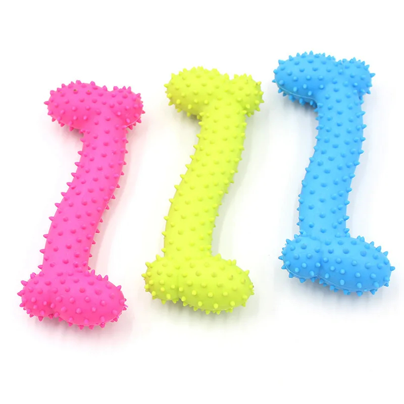 Teeth Cleaning Dog Chew Bone - Durable Pet TPR Solid Rubber Bone