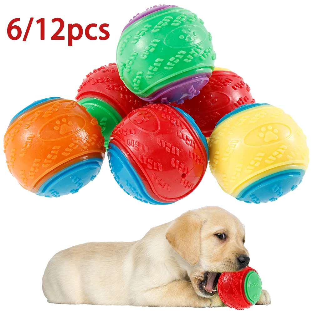 6/12Pcs Dog Squeaky Balls Toys - Interactive Squeaky Plush Dog Toy 评论和价格