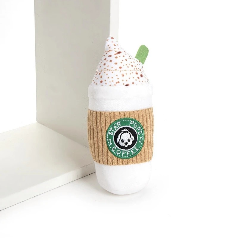 Teeth Grinding Dog Toy Latte S - Interactive Squeaky Plush Dog Toy 评论和价格